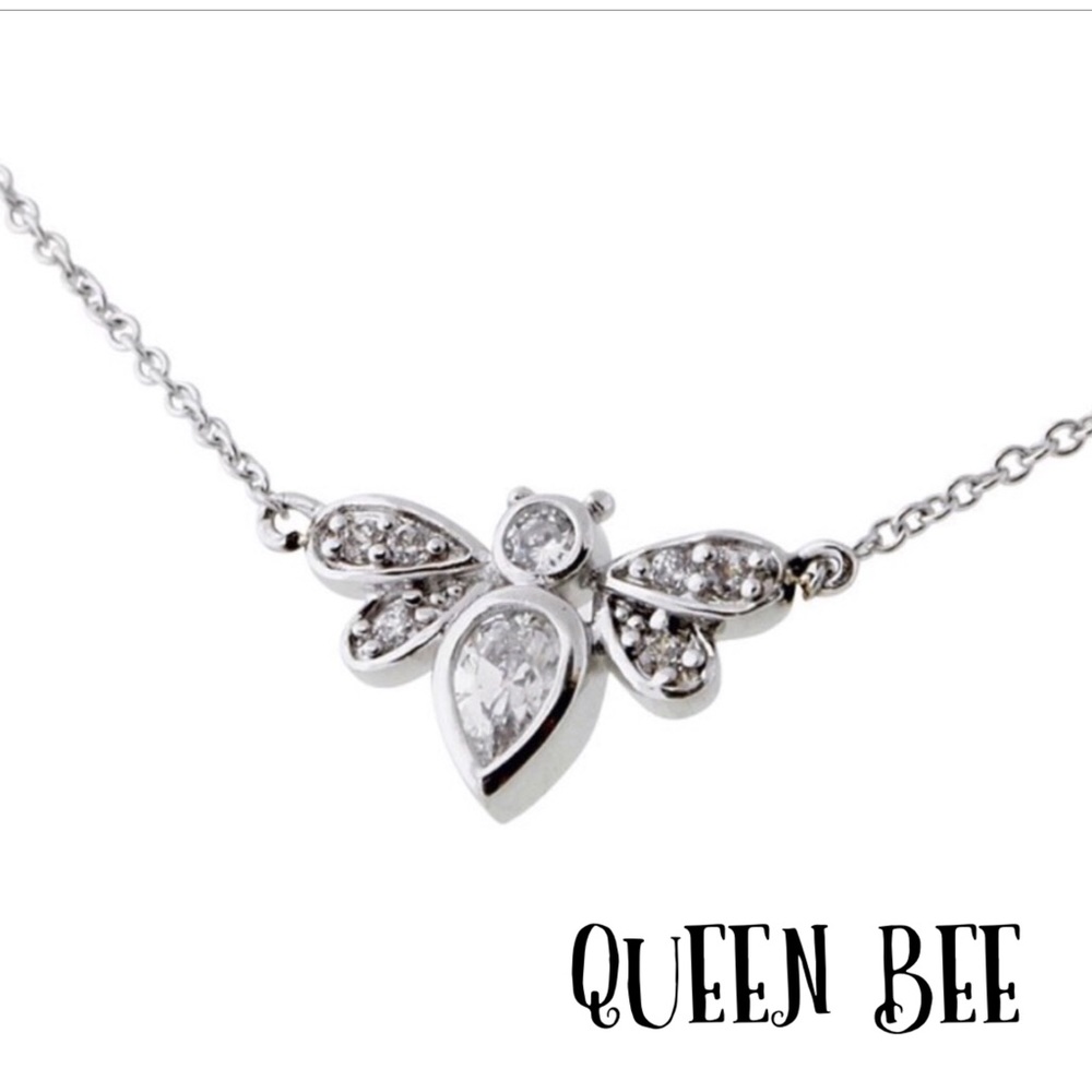 Cubic Zirconia Tiny Queen Bee Necklace, NWT-Boutique - Picture 1 of 10